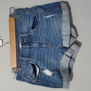 Old Navy Shorts Womens Size 0 Blue Boyfriend Jean Shirt Distressed Details Rips